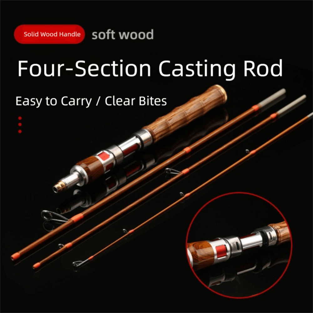 Fishing Rod Carbon Fiber - Vara de pesca giratória de 4